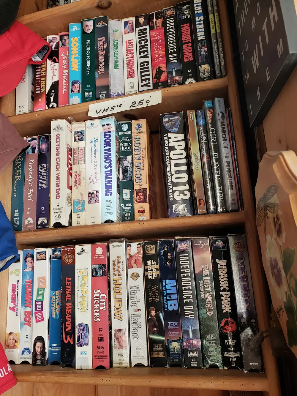 Shelves of old VHS tapes